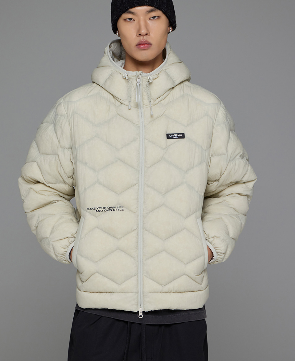 韓國 Lifework Lite Rhombus Quilted Hooded Down Jumper【SC078】