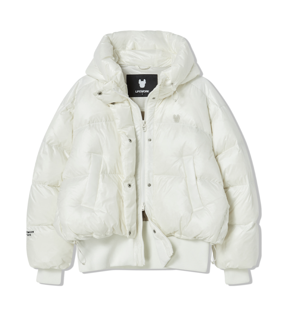 韓國 Lifework Women's Glossy Bomber Hooded Down Jumper【SC083】