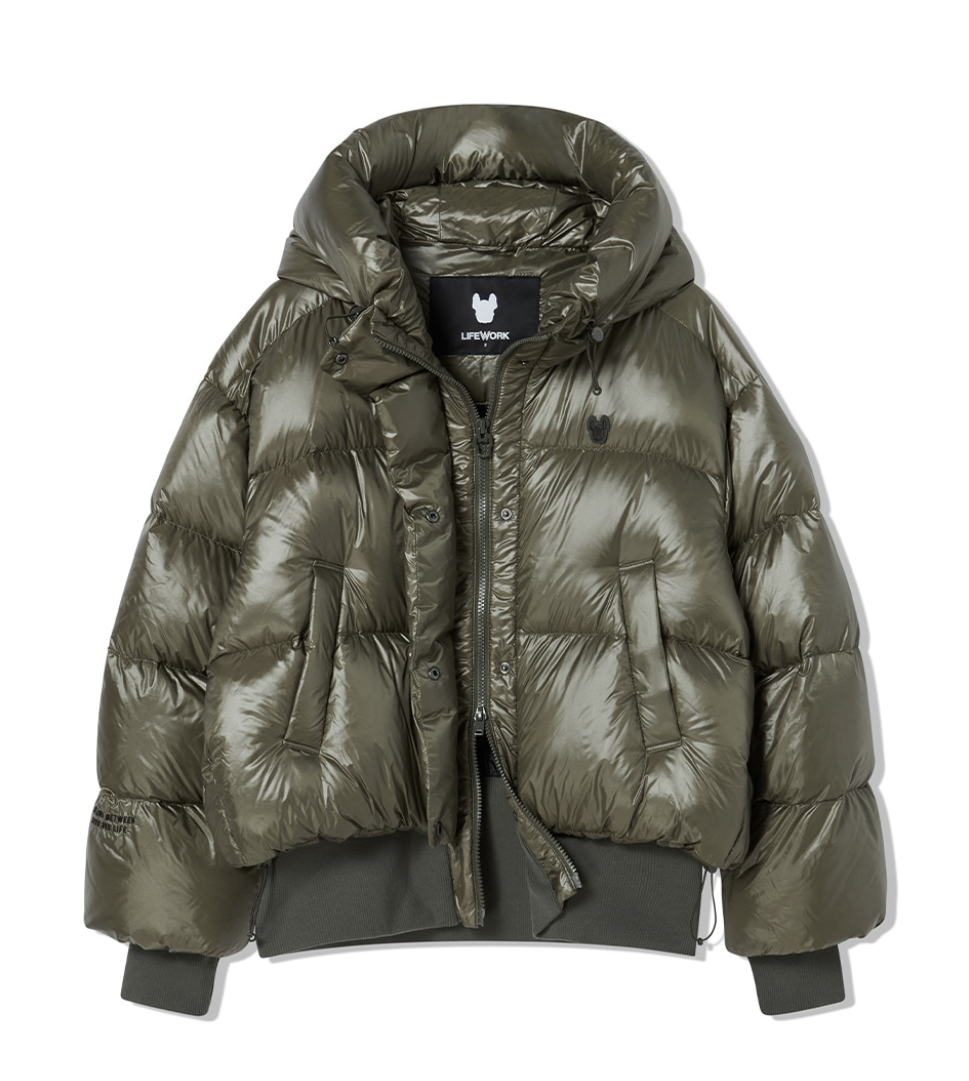 韓國 Lifework Women's Glossy Bomber Hooded Down Jumper【SC083】