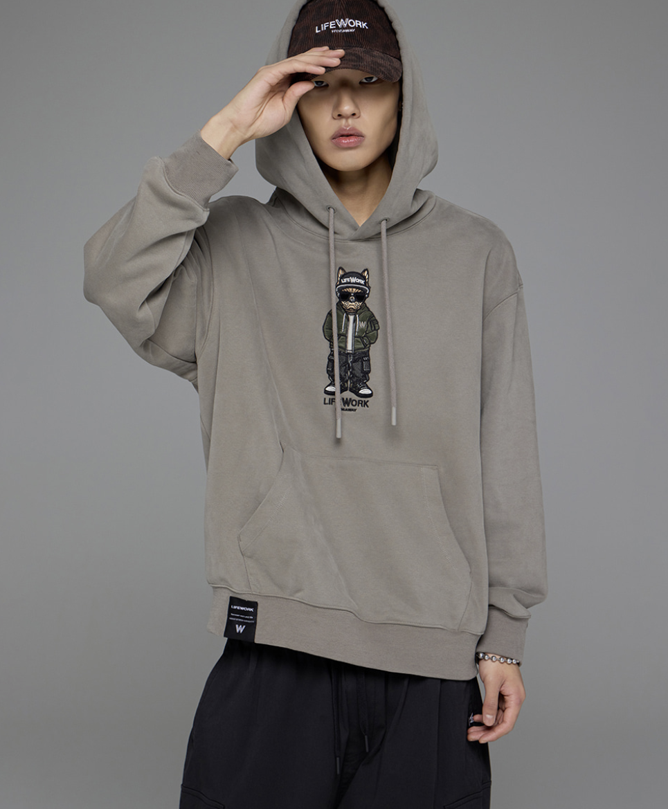 韓國 Lifework Hipdog Applique Hoodie【SC087】