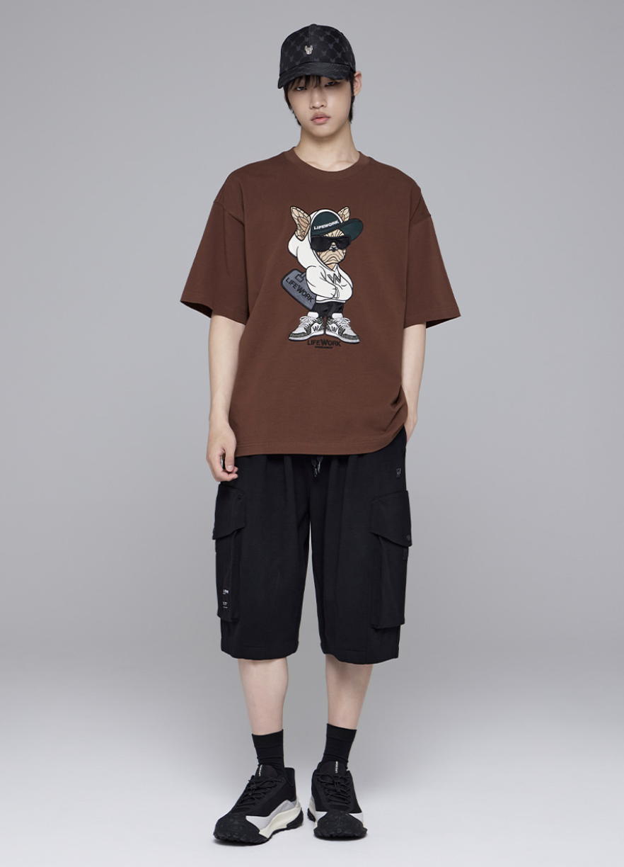韓國 Lifework Duffel Bag Hipdog Applique Short Sleeve T-Shirt【SC101】