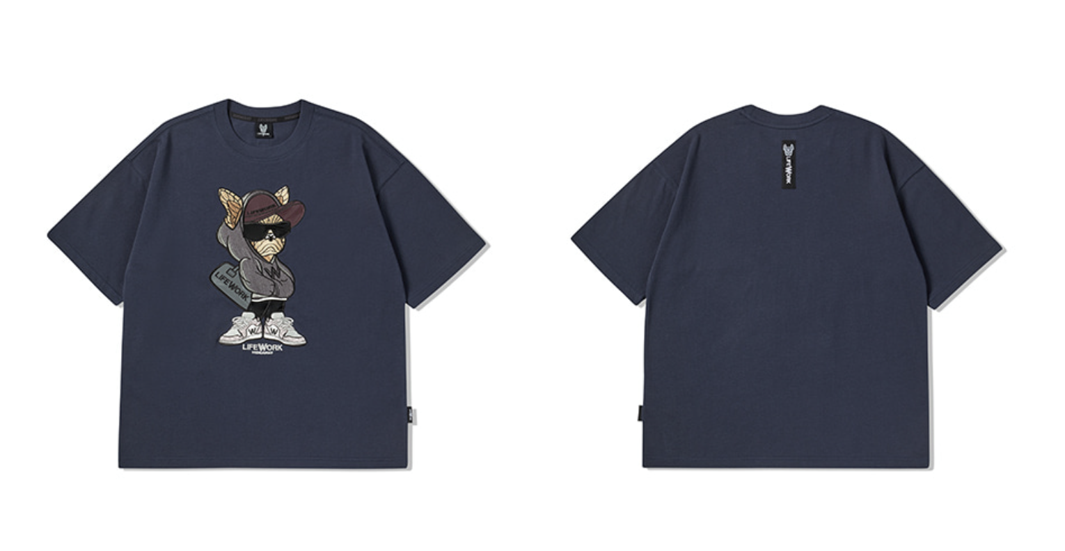 韓國 Lifework Duffel Bag Hipdog Applique Short Sleeve T-Shirt【SC101】