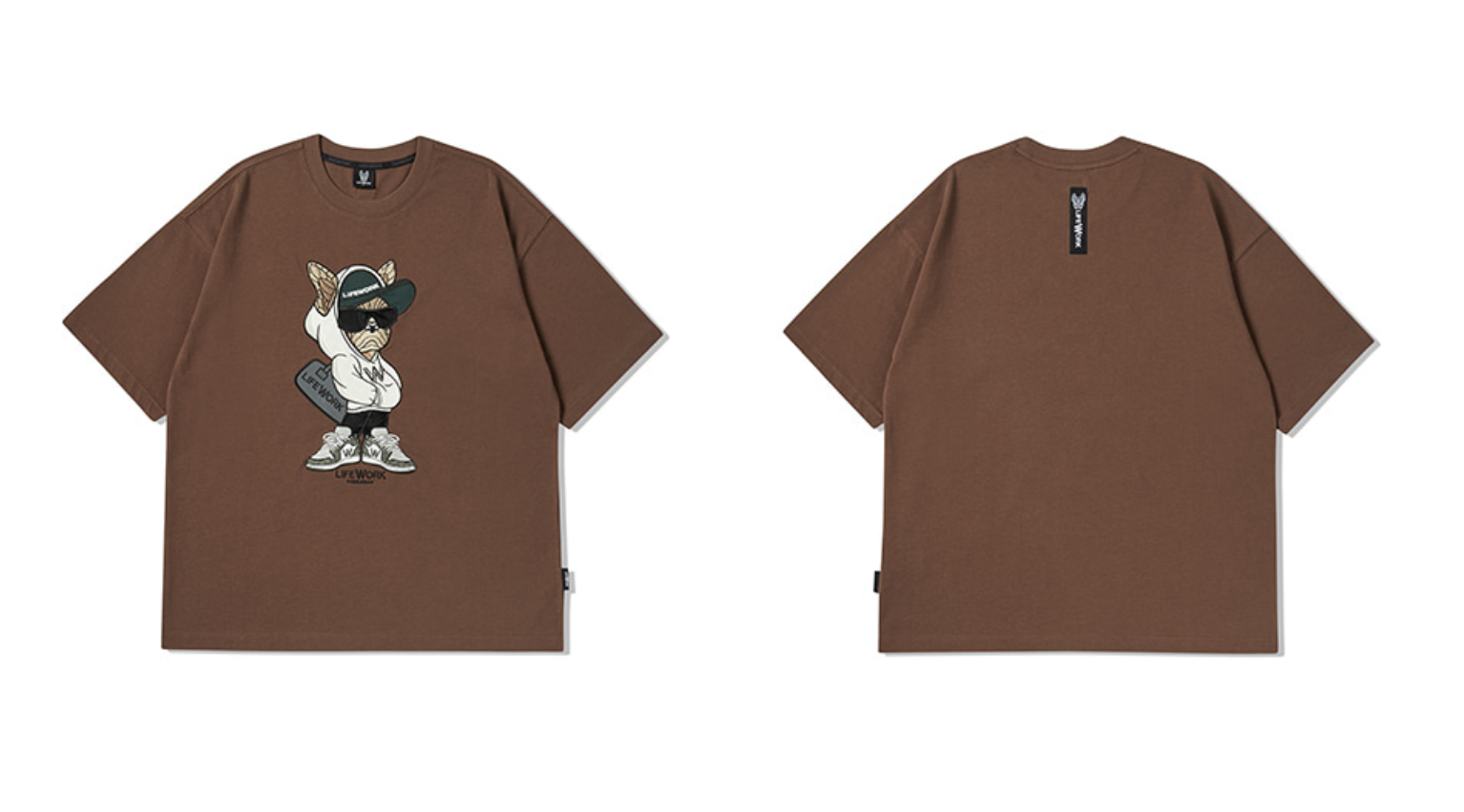 韓國 Lifework Duffel Bag Hipdog Applique Short Sleeve T-Shirt【SC101】