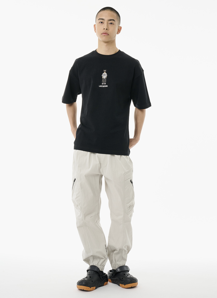 韓國 Lifework Snap Hipdog Striped Short Sleeve T-Shirt【SC105】