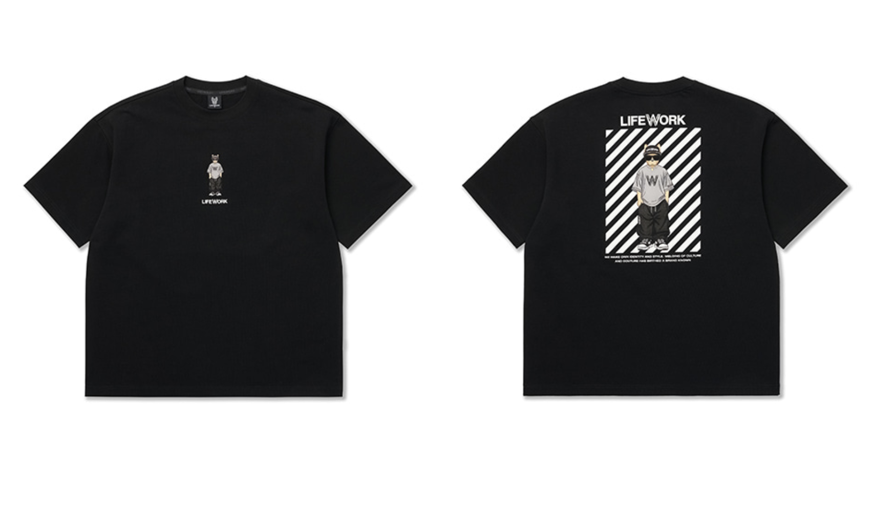 韓國 Lifework Snap Hipdog Striped Short Sleeve T-Shirt【SC105】