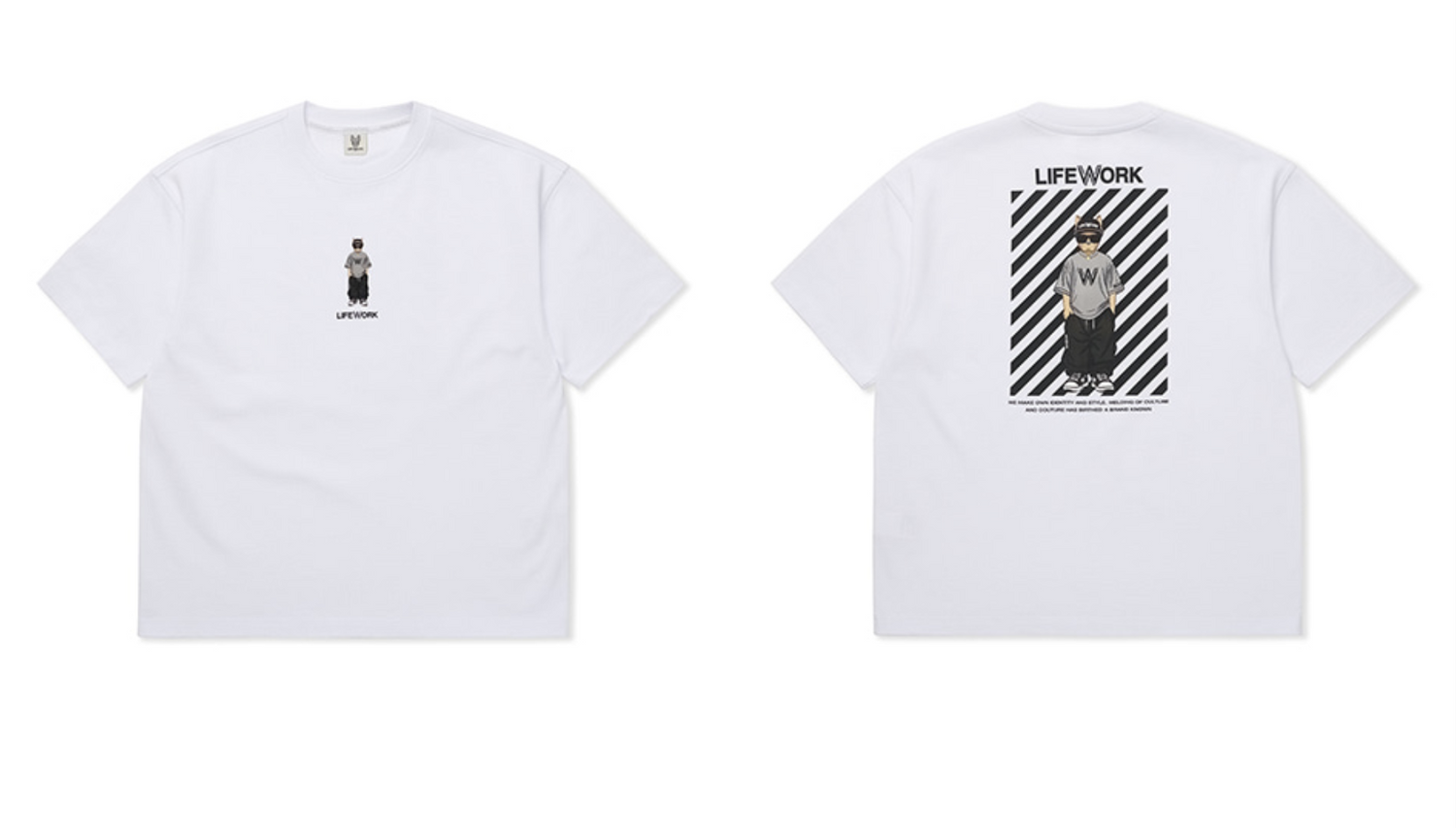 韓國 Lifework Snap Hipdog Striped Short Sleeve T-Shirt【SC105】