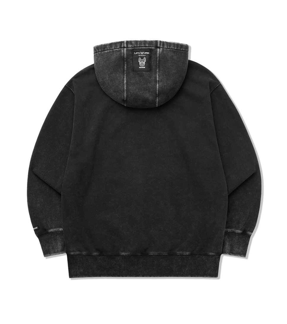 韓國 Lifework Vintage Crack W Logo Hooded T-Shirt【SC125】