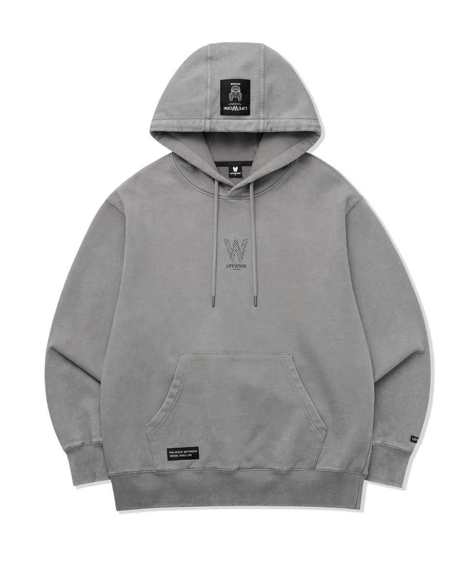 韓國 Lifework Vintage Crack W Logo Hooded T-Shirt【SC125】