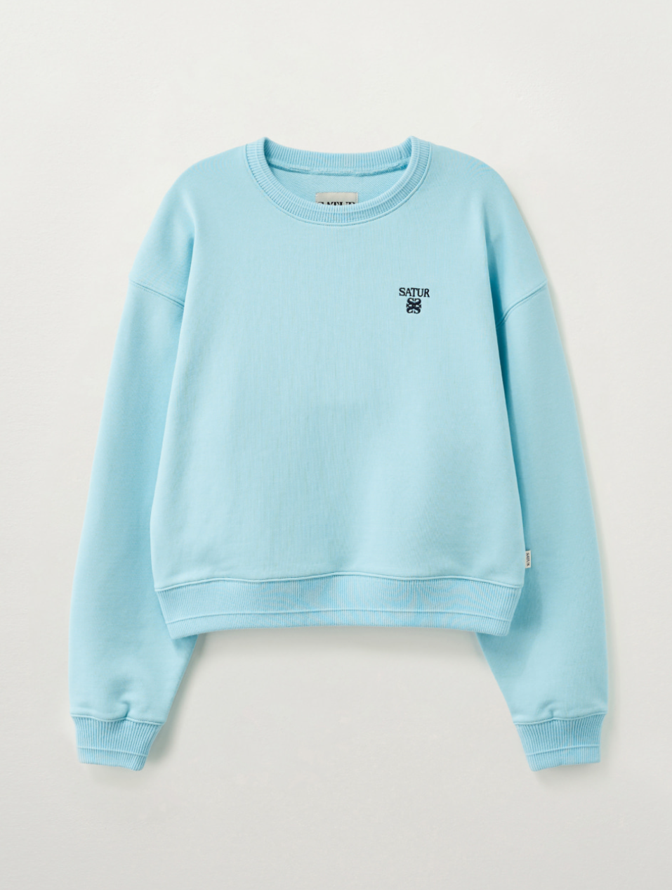 韓國 Satur Women's Lauren Small Logo Basic Crop Sweatshirt【SR261】