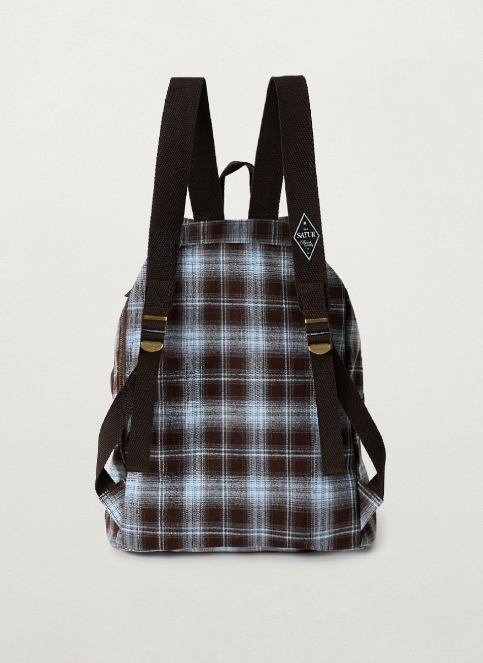 韓國 Satur Check Pattern Pocket Bucket Backpack【SR266】