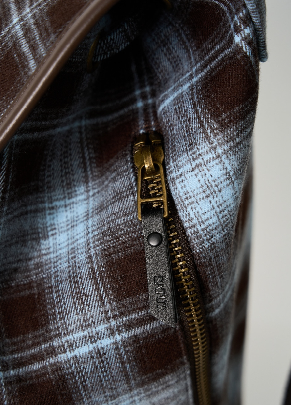 韓國 Satur Check Pattern Pocket Bucket Backpack【SR266】