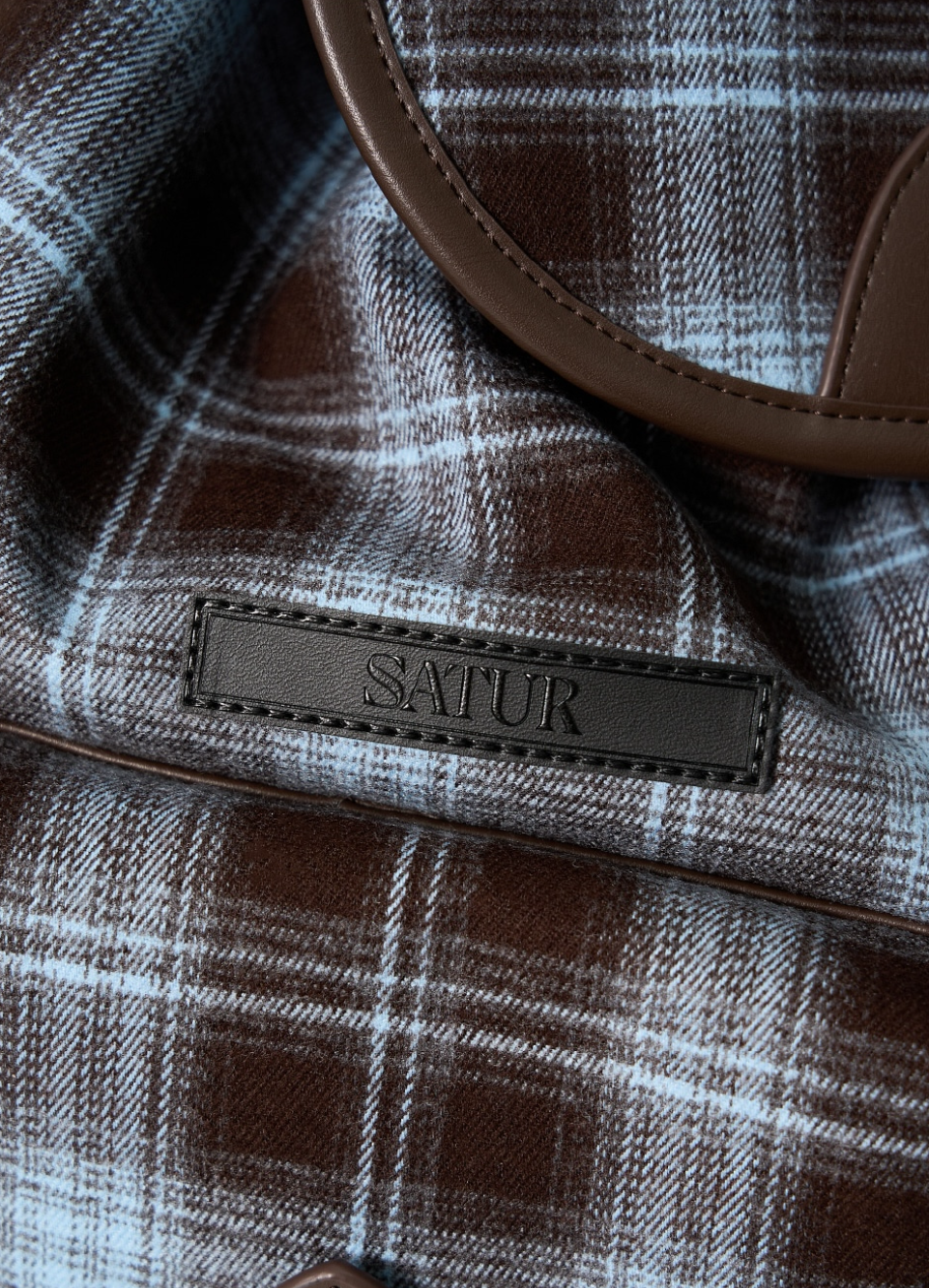 韓國 Satur Check Pattern Pocket Bucket Backpack【SR266】