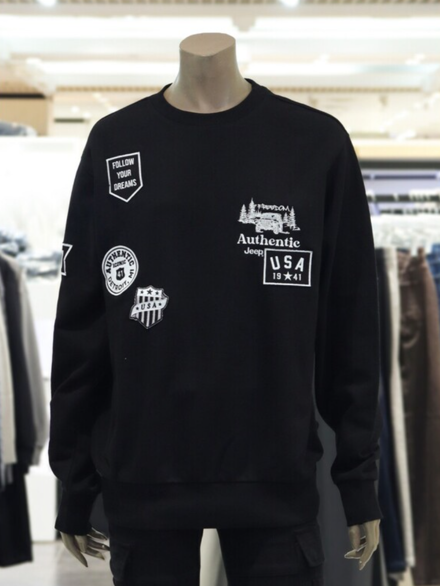 韓國 Jeep Loose Fit Wappen Sweatshirt【JP014】