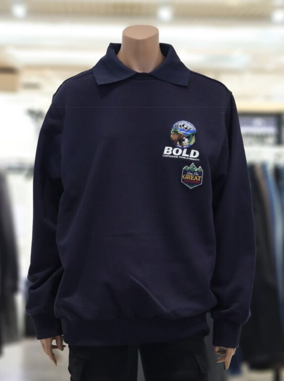 韓國 Jeep Jeep Loose Fit Wappen Decoration Collar Sweatshirt【JP023】