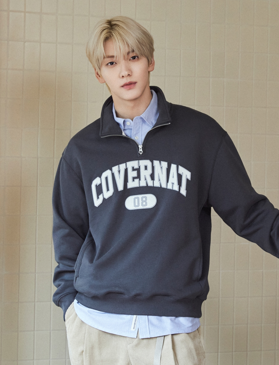 韓國 Covernat Arch Logo Half Zip-up Sweatshirt【CO109】