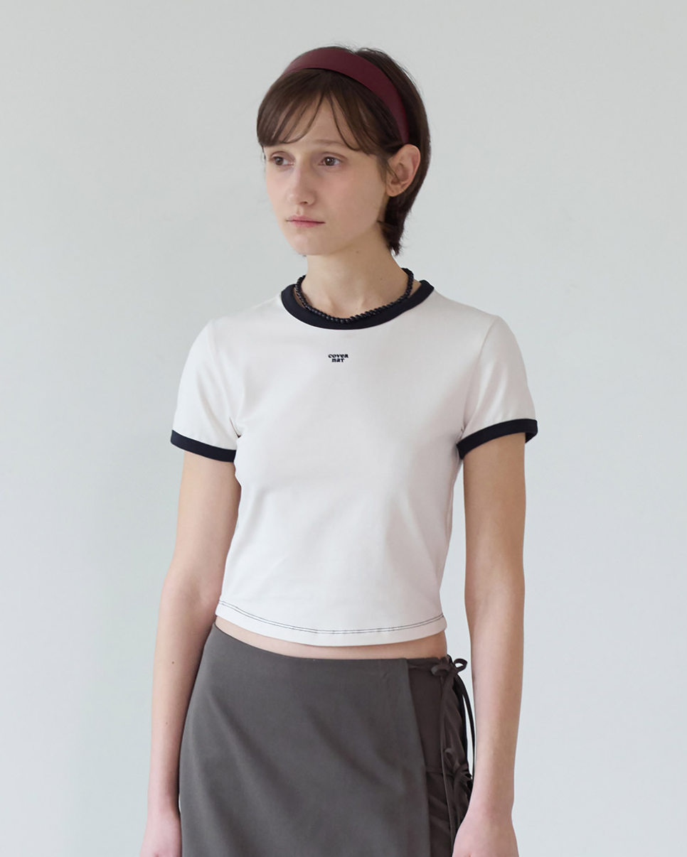 韓國 Covernat Women's Baby Fit Ringer T-Shirt【CO118】