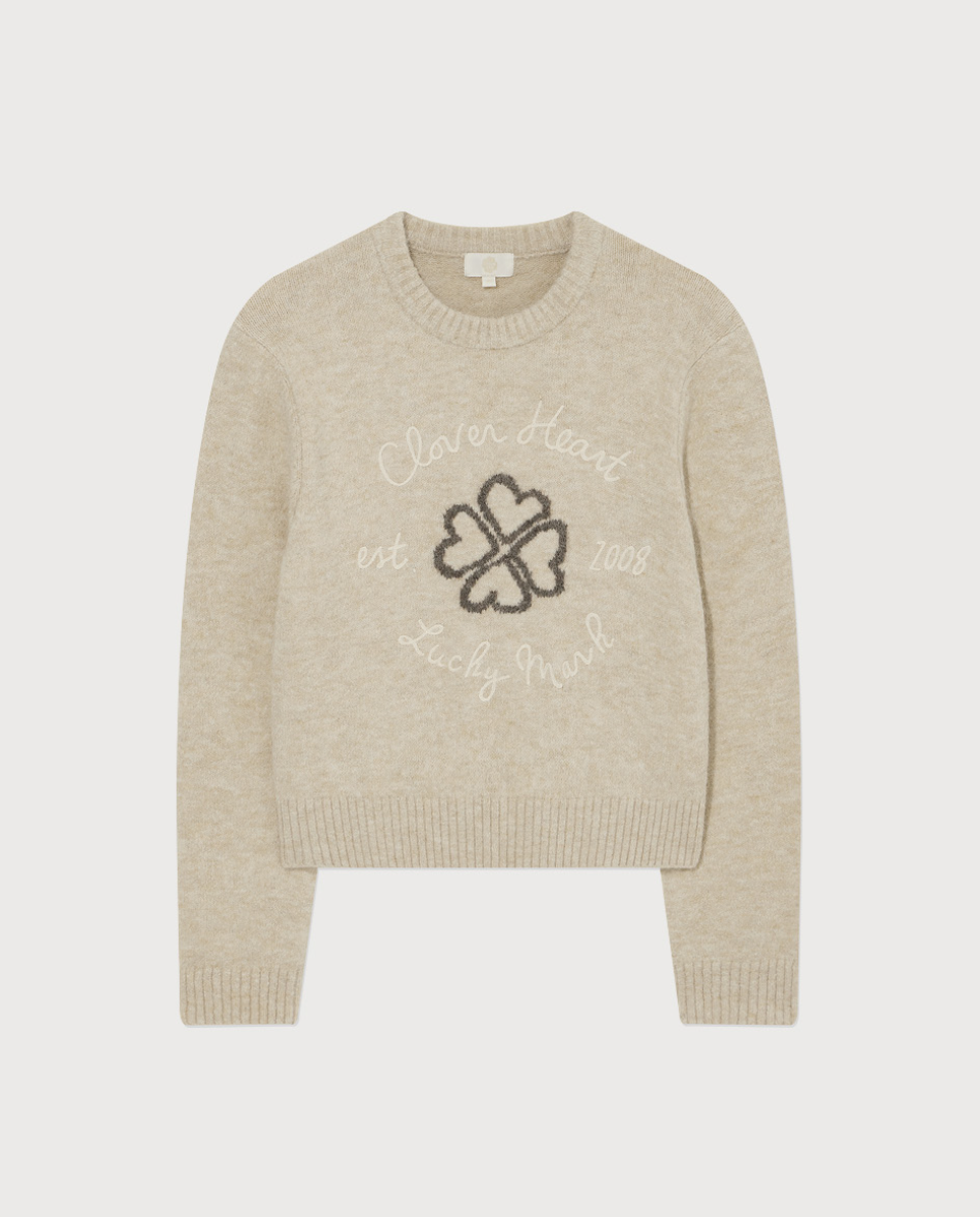 韓國 Covernat Women's Clover Heart Graphic Knit【CO124】