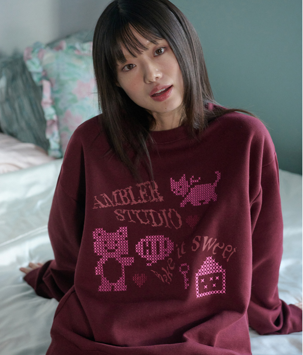 韓國 Ambler Key Embroidered Sweatshirt T-Shirt【AR152】