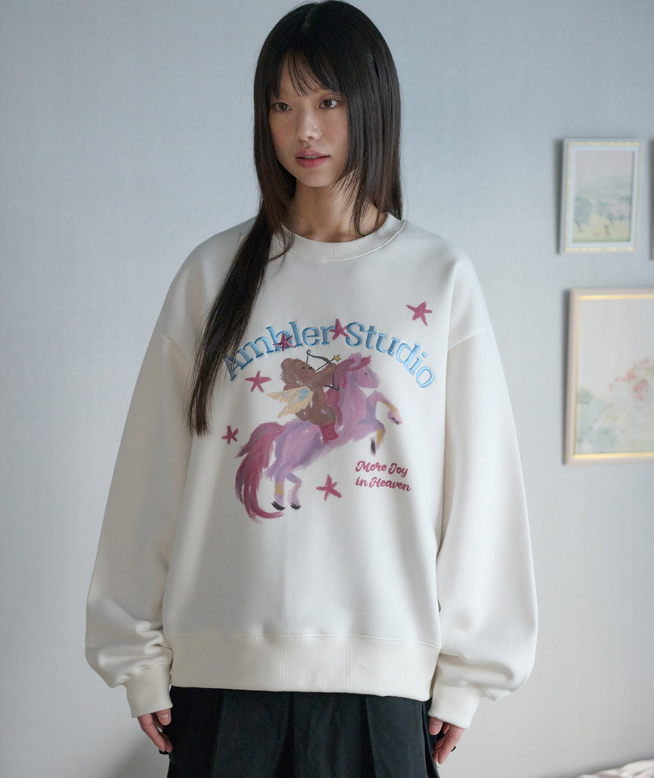 韓國 Ambler Cupid Embroidered Sweatshirt【AR153】