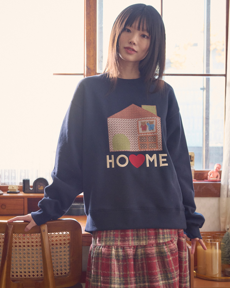 韓國 Ambler Sweet Home Applique Embroidery Sweatshirt T-Shirt【AR154】