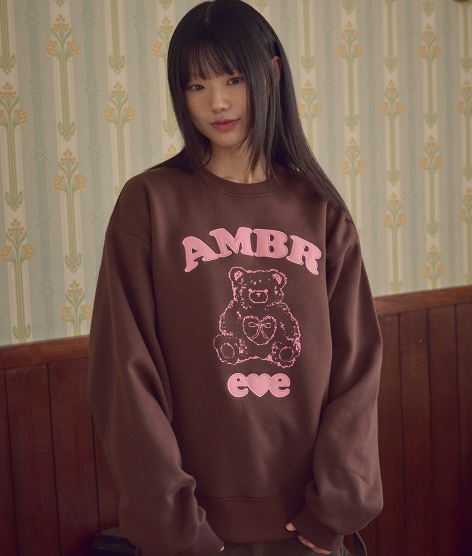 韓國 Ambler Lovely Bear Embroidered Sweatshirt T-shirt【AR155】