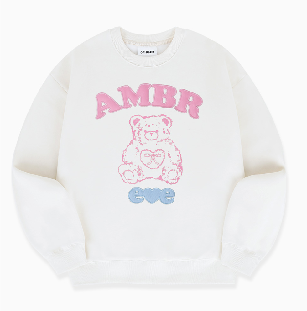 韓國 Ambler Lovely Bear Embroidered Sweatshirt T-shirt【AR155】