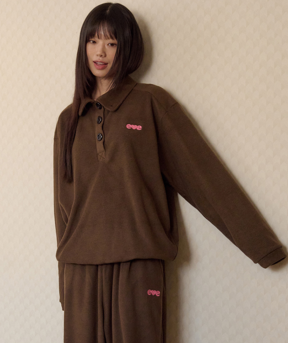 韓國 Ambler Love, Cozy Embroidered Fleece Pullover Top【AR157】