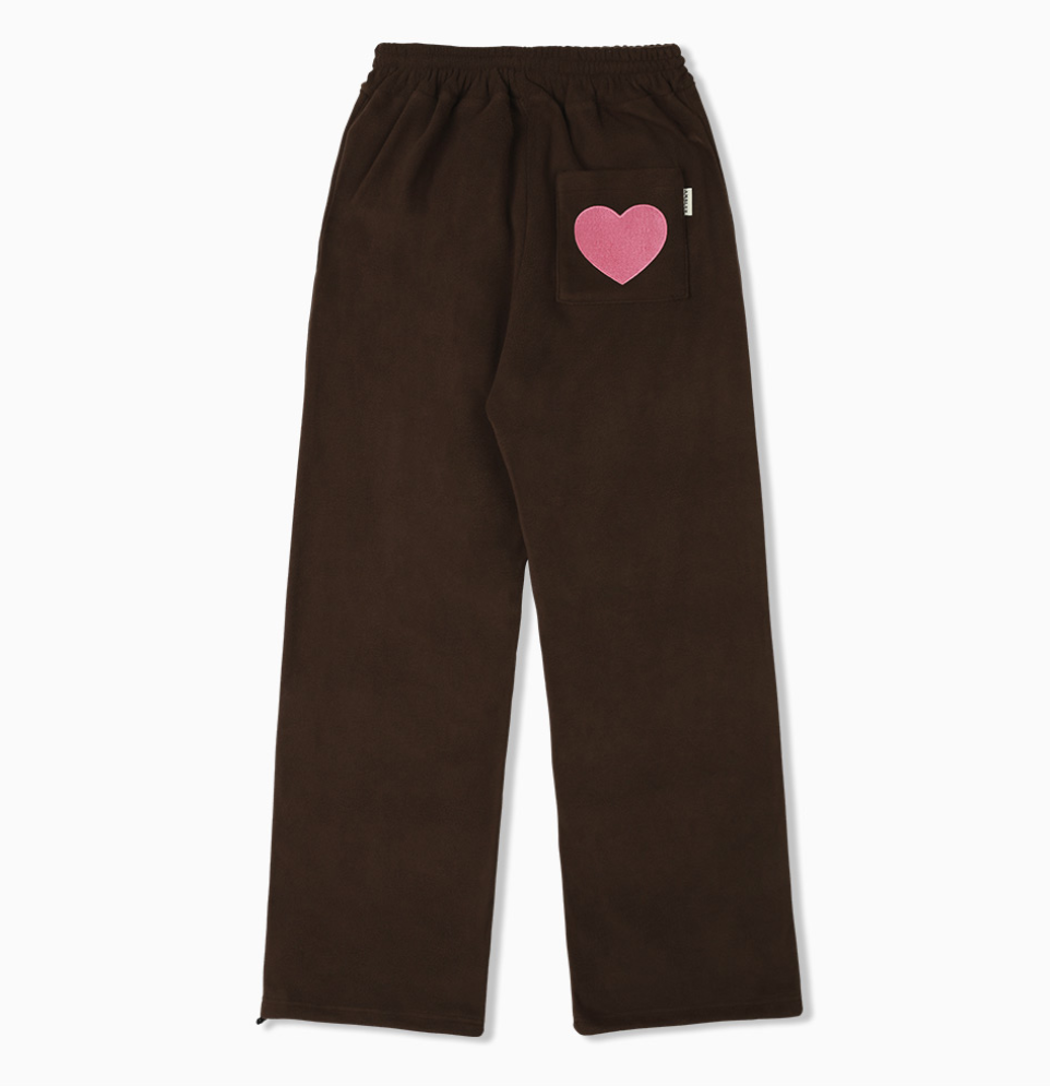韓國 Ambler Love, Cozy Embroidered Fleece Wide Sweatpants【AR158】