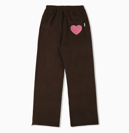 韓國 Ambler Love, Cozy Embroidered Fleece Wide Sweatpants【AR158】