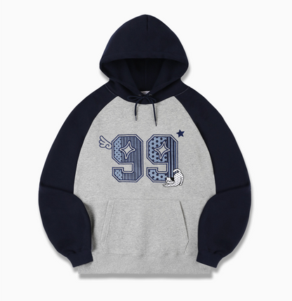 韓國 Ambler Dot Cat Applique Embroidery Raglan Hooded Sweatshirt【AR163】