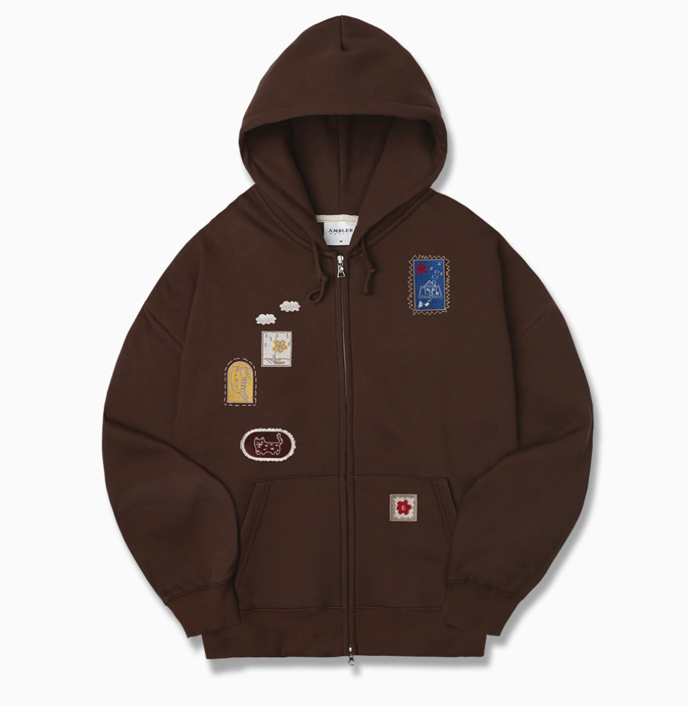 韓國 Ambler Frame Story Embroidered Zip-Up Hooded Jacket【AR165】