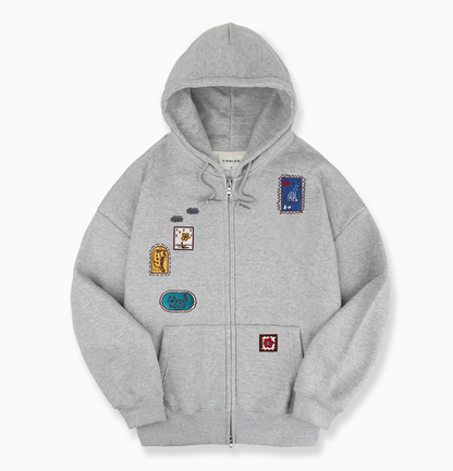 韓國 Ambler Frame Story Embroidered Zip-Up Hooded Jacket【AR165】