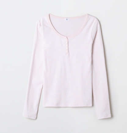 韓國 SPAO Henley Neck Long Sleeve T-Shirt【SP342】