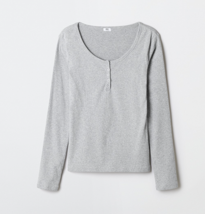 韓國 SPAO Henley Neck Long Sleeve T-Shirt【SP342】