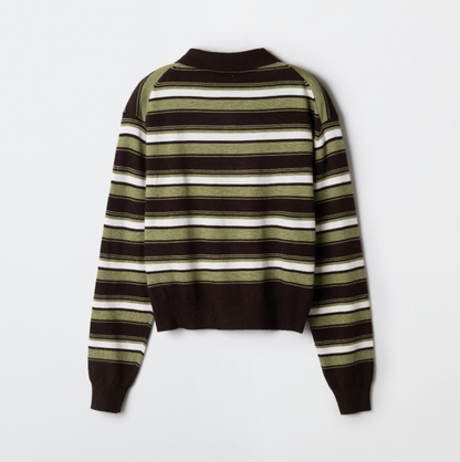 韓國 SPAO Multi-Stripe Collar Neck Knit【SP363】