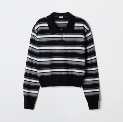 韓國 SPAO Multi-Stripe Collar Neck Knit【SP363】