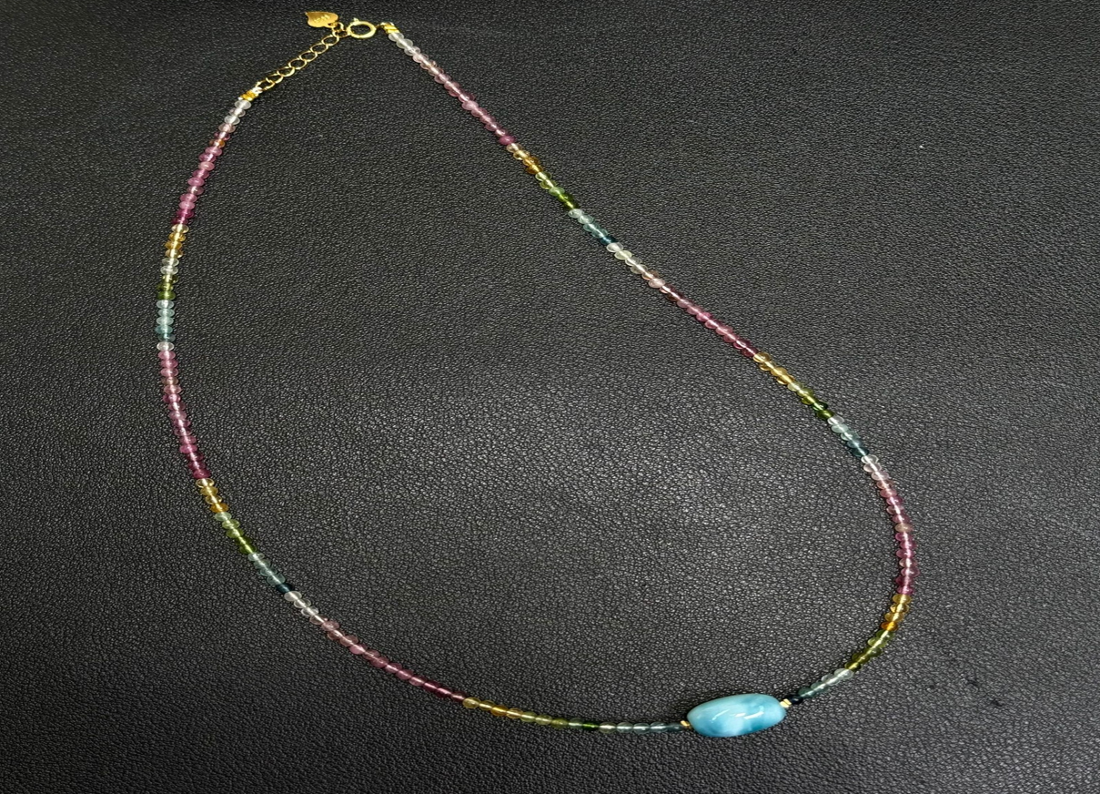 海紋石 併碧璽頸鏈【SE427】