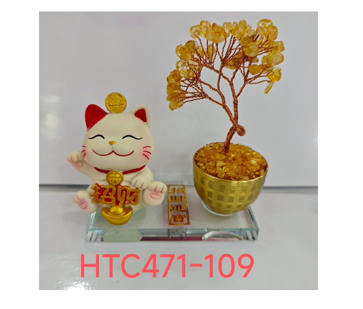 黃水晶招財貓擺件【SE807】