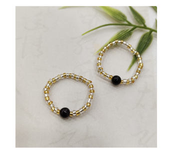 老油紫單珠琉璃米戒【SE831】