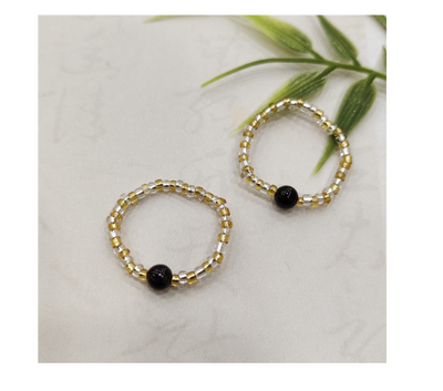 老油紫單珠琉璃米戒【SE831】