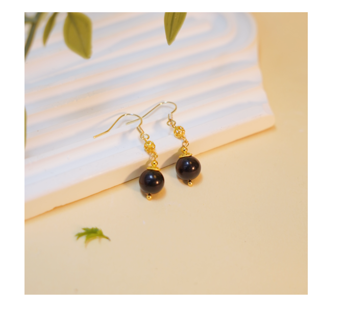 琥珀血珀圓珠耳環 8+mm【SE605】