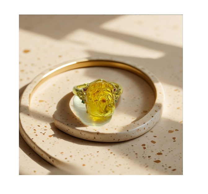 金珀貔貅戒指 13*10*10mm【SE609】