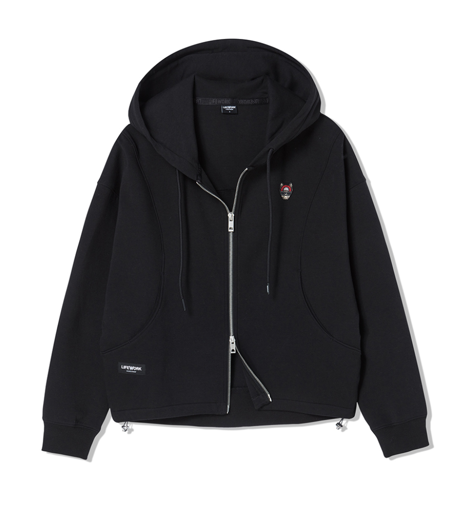 韓國 Lifework Women's Curved Hipdog Wappen Hooded Zip-up【SC144】