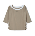 韓國 Lifework Women's Boat Neck Layered 3/4 Sleeve T-Shirt【SC149】