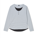 韓國 Lifework Women's Layered Henley Neck Long Sleeve T-Shirt【SC150】