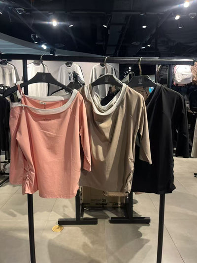 韓國 Lifework Women's Boat Neck Layered 3/4 Sleeve T-Shirt【SC149】