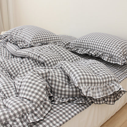 韓國 週日格紋荷葉邊【SM410】