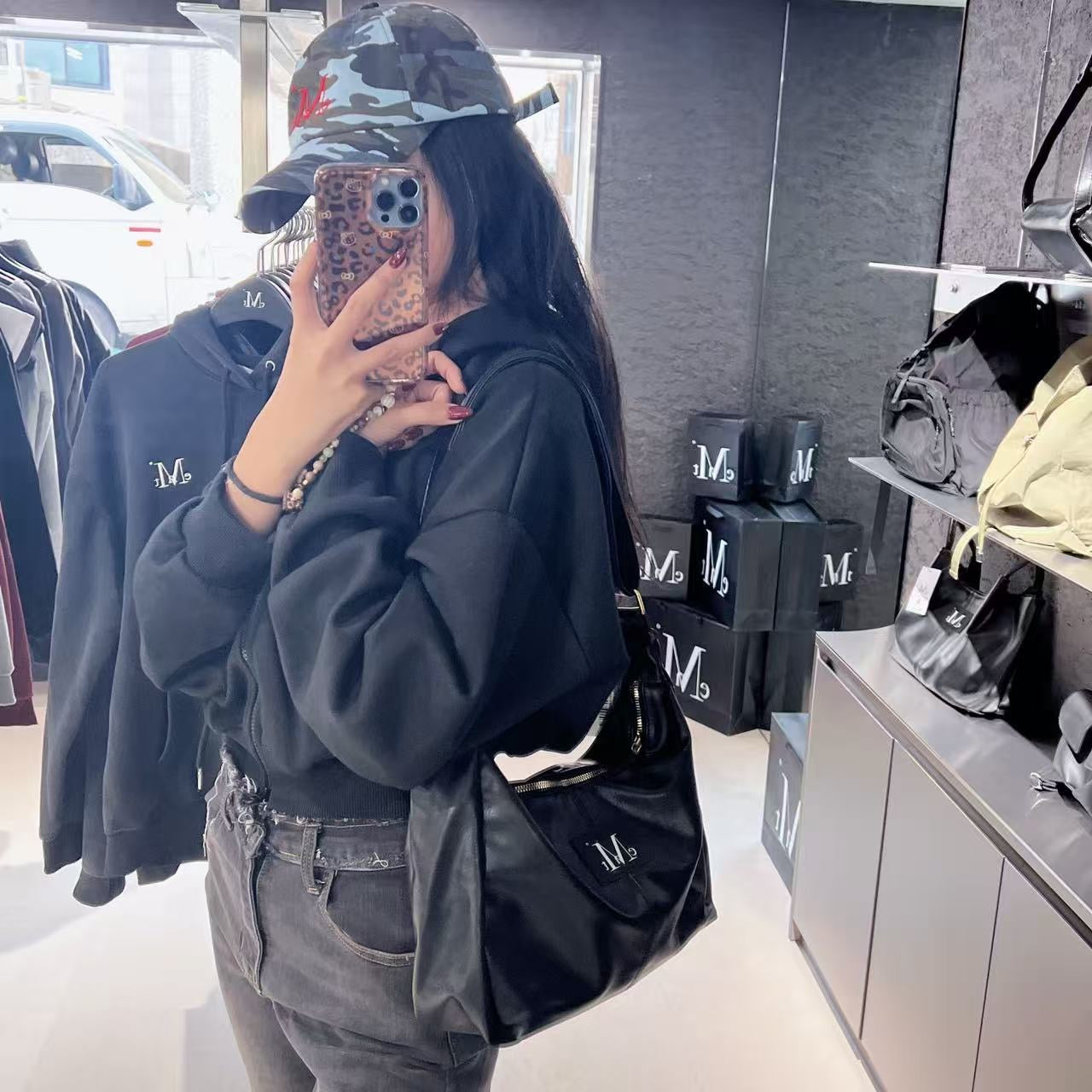 韓國 Mucent Merin Gold Line Leather Shoulder Bag【MU095】