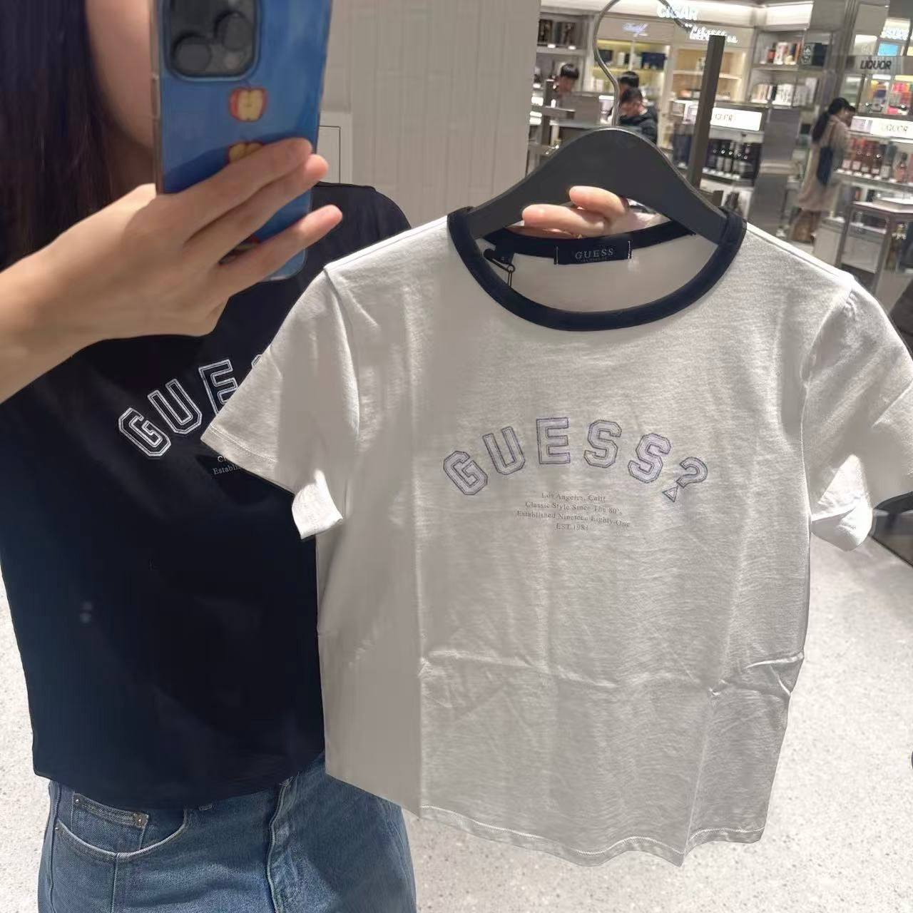 韓國 Guess Women's Crop Guess Central Logo Short Sleeve T-Shirt【GU008】