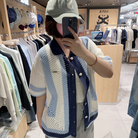 韓國 Satur Bohemian Crochet Knit Shirt【SR083】